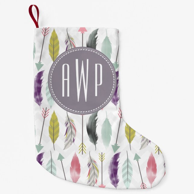 Feder-Monogramm-WeihnachtsStrumpf Kleiner Weihnachtsstrumpf (Vorderseite)