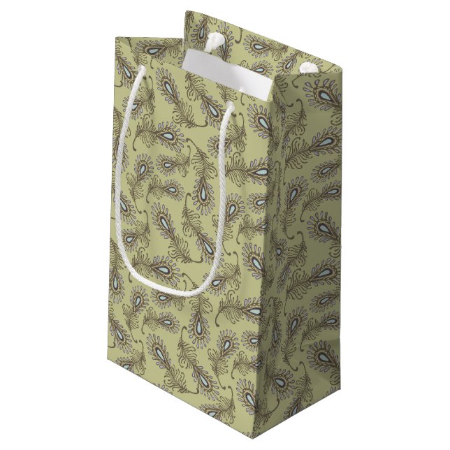 Feder-Muster Kleine Geschenktüte (Rückseite Schrägansicht)