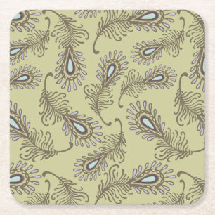 Feder-Muster Rechteckiger Pappuntersetzer