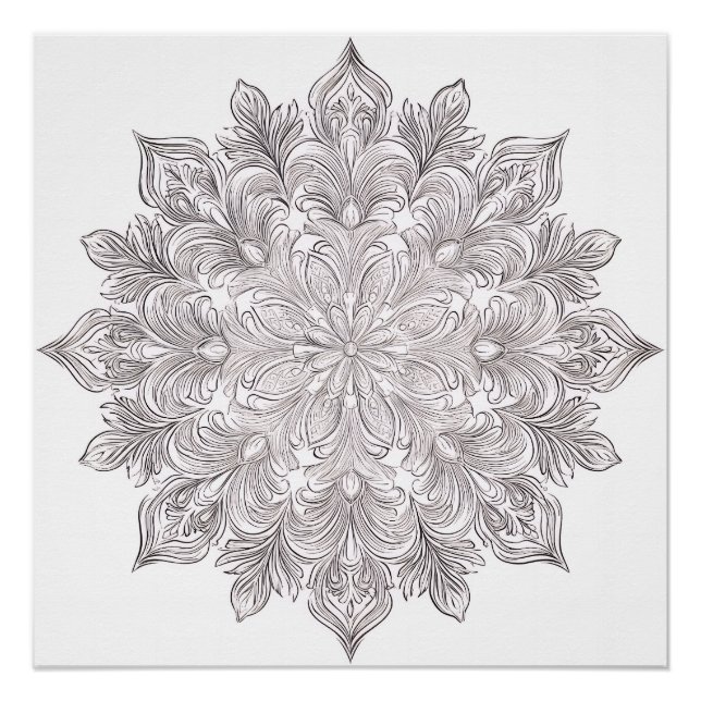 Feder Petal Mandala Poster (Vorderseite)