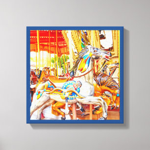 Feder-Pferdekarussell fröhlich-gehen-rund Leinwanddruck