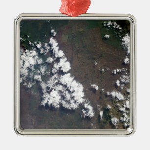 Feder steigt von Nyiragongo Vulkan im EAW Silbernes Ornament