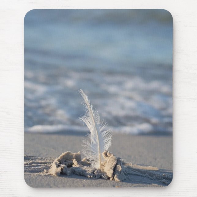 Feder, Strand, Sand Mousepad (Vorne)