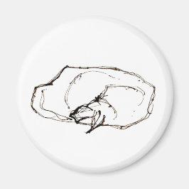 Feder-und-Tinte-Kunst Schlafende Katze Zeichnung Magnet