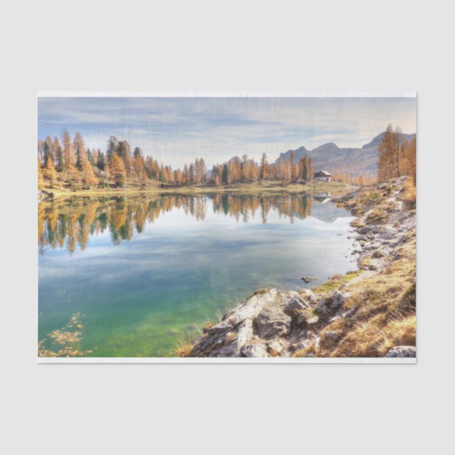 Federa Lake Landscape - Lago Federa , Italien Seidenpapier (Vorderseite)