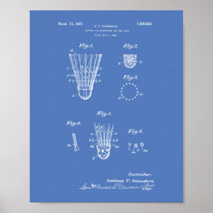 Federballschläger 1927 Patent Kunst Blaupause Poster