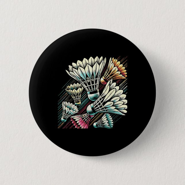 Federballspieler Shuttlecock Lebendiges Design  Button (Vorderseite)