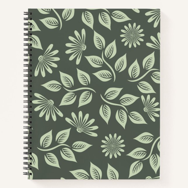 Federblumenmuster Notizbuch (Vorderseite)