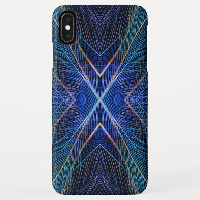 Federdesign für blaues Fraktal Case-Mate iPhone Hülle (Rückseite)
