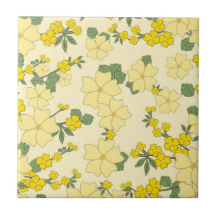 Federgelbe Blume Muster Tile Fliese