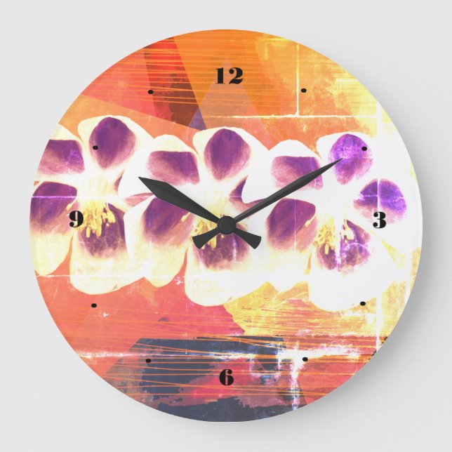 Federgeometrische Abstrakte Kunstuhr Große Wanduhr (Vorderseite)