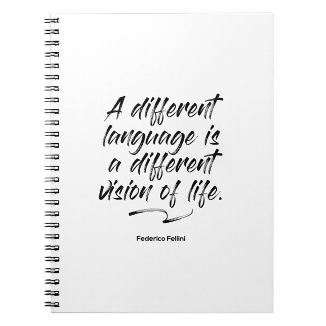 Federico Fellini Language Quote - Notebook Notizblock (Vorderseite)