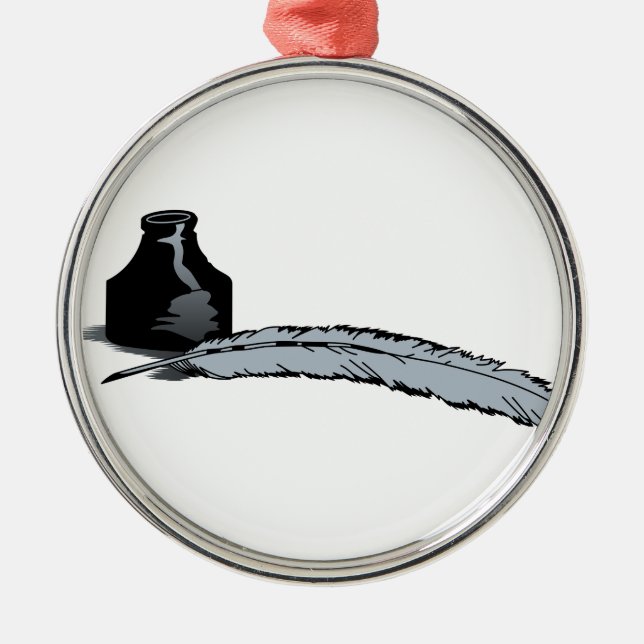 Federkiel u. Tinte Silbernes Ornament (Vorne)