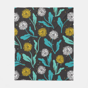 Federkronen-Blume und Blätter Design Fleecedecke