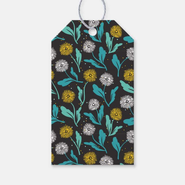 Federkronen-Blume und Blätter Design Geschenkanhänger (Vorderseite)