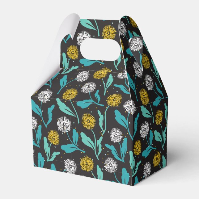 Federkronen-Blume und Blätter Design Geschenkschachtel (Vorderseite)