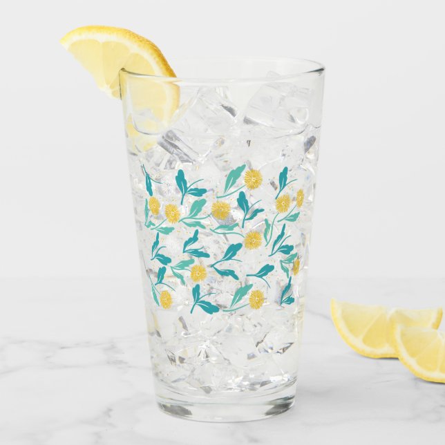 Federkronen-Blume und Blätter Design Glas (Vorderseite Ice)