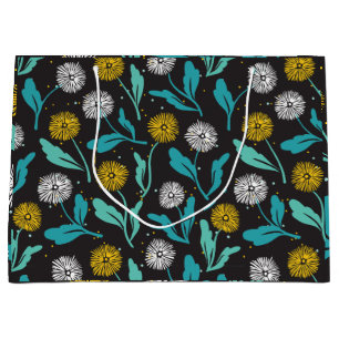 Federkronen-Blume und Blätter Design Große Geschenktüte