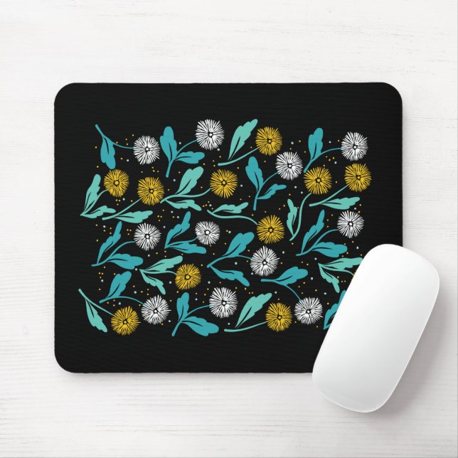 Federkronen-Blume und Blätter Design Mousepad (Mit Mouse)
