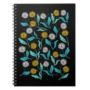 Federkronen-Blume und Blätter Design Notizblock
