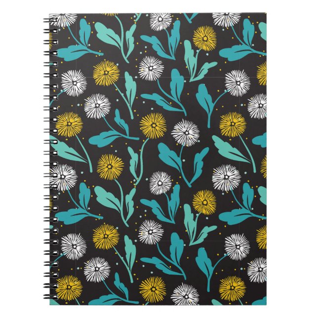 Federkronen-Blume und Blätter Design Notizblock (Vorderseite)