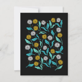 Federkronen-Blume und Blätter Design Postkarte