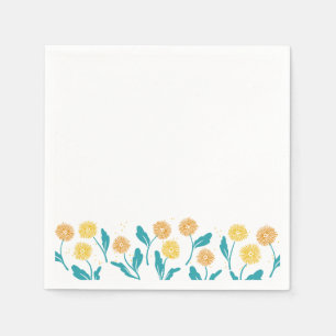 Federkronen-Blume und Blätter Design Serviette