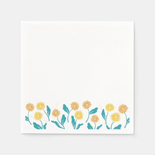 Federkronen-Blume und Blätter Design Serviette (Vorderseite)