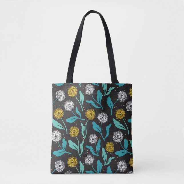 Federkronen-Blume und Blätter Design Tasche (Vorderseite)