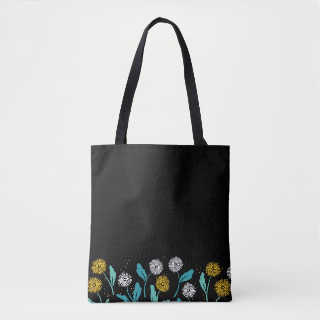 Federkronen-Blume und Blätter Design Tasche (Vorderseite)