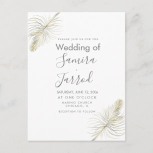 Federleichte Goldene Minimal-Hochzeitspostkarte Postkarte