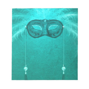 Federmaske elegant Vintag aquamarin Notizblock