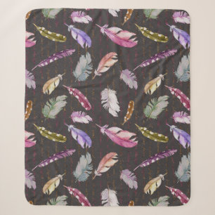 Federn Hinweis: Wasserfarbe Vogel Muster. Sherpadecke