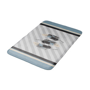 Federn in Creme, Grau und Blau Badematte