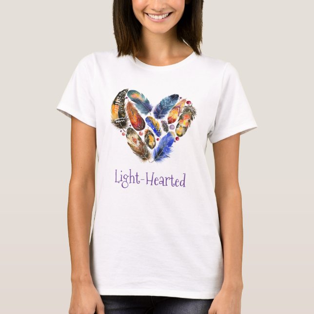 Federn in Herz-Form lichtdurchflutet T-Shirt (Vorderseite)