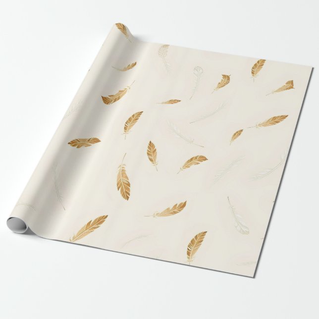 Federn Luxus Moderne Boho-Kollektion Geschenkpapier (Ungerollt)