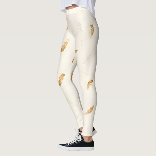 Federn Luxus Moderne Boho-Kollektion Leggings (Links)