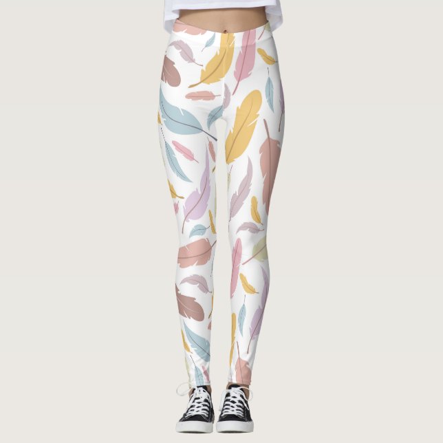Federn Nahtloses Muster Leggings (Vorderseite)