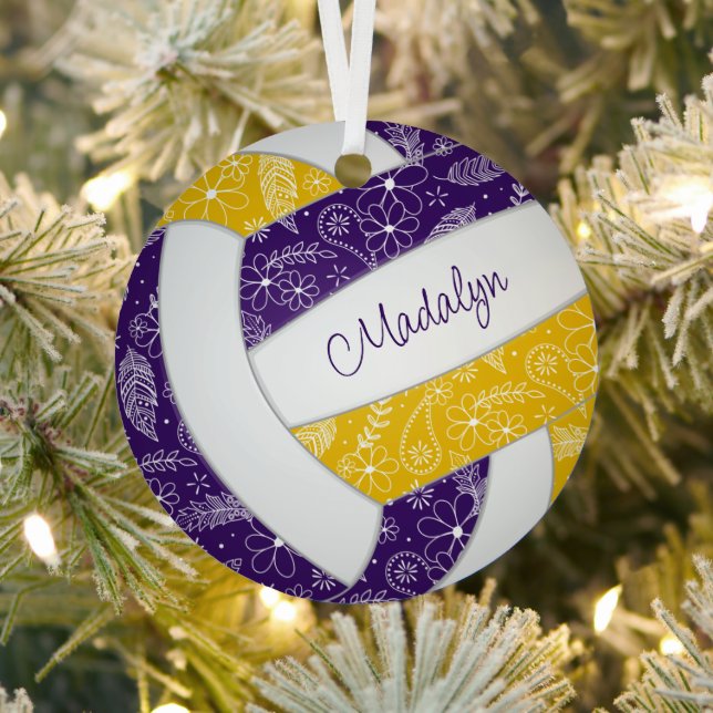 Federn Paismuster lila Goldvolleyball Ornament Aus Metall (InSitu)