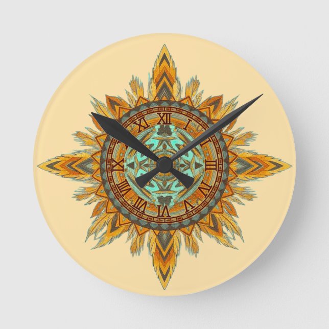 Federn Runde Wanduhr (Vorderseite)