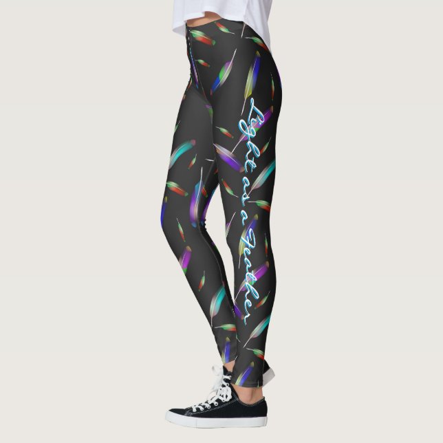 Federn stumpfes, rosa blaues, lila gelbes Bein Leggings (Links)