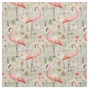 Federn und Flair: Whimsy Flamingo Stoff