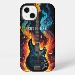 Federn und Flammen E-Bass-Gitarre iPhone Hülle