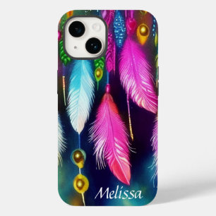 Federn und Perlen personalisiert Case-Mate iPhone 14 Hülle