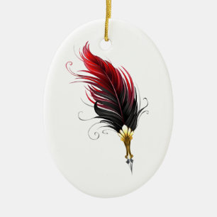 Federnstift mit Goldnippe Keramik Ornament