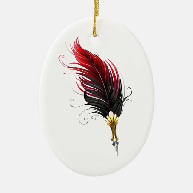 Federnstift mit Goldnippe Keramik Ornament (Vorne)