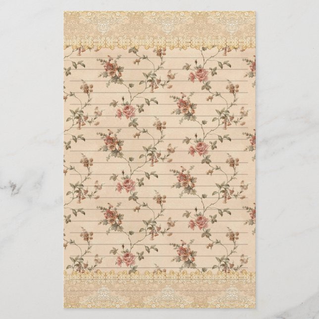 Federromantik viktorianische Rose Briefpapier (Vorderseite)