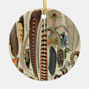 Federvogel-Wildlife-Antiquität Federn Keramik Ornament