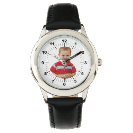 Federwache für Kinder - Personalisiert - schwarz Armbanduhr