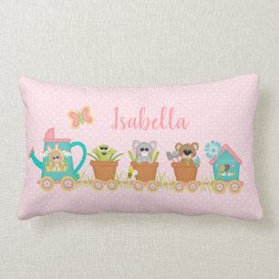 Federzug Tiere Niedlich Babykissen Pink Lendenkissen